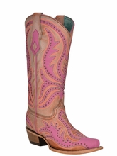 Corral Womens Pink Fluorescent Embroidery and Studs Boots C3970 SAVE $34 CLEARANCE