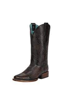 Corral Women's Black Floral Cowboy Boots A4848