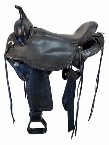 DISCONTINUED 2026 -  17 Inch Used Circle Y Flag Staff Trail Saddle Wide Flex Lite Tree 1571