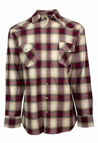 Hooey Mens Cream/Red Flannel Long Sleeve Pearl Snaps HF1002CRRD