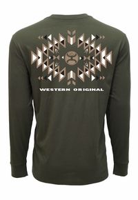 Hooey Mens El Dorado Surplus Green Long Sleeve Shirt HT1882GR