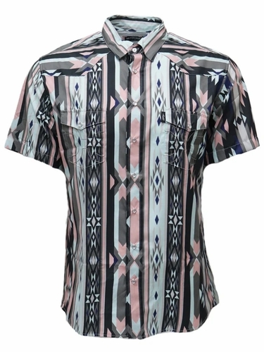 Hooey Mens “Sol” Short Sleeve Pearl Snap Shirt Aztec HT2621PKAZ