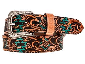 Hooey Sundown Aztec Filigree Embossed Belt HMBLT067