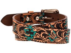 Hooey Sundown Aztec Filigree Embossed Belt HMBLT067