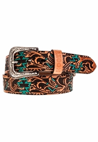 Hooey Sundown Aztec Filigree Embossed Belt HMBLT067