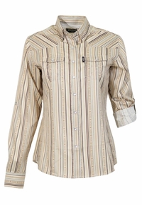 Hooey Womens �Sol� Long Sleeve Pearl Snap Cream Shirt HT2617CRST