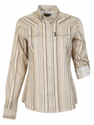 Hooey Womens “Sol” Long Sleeve Pearl Snap Cream Shirt HT2617CRST