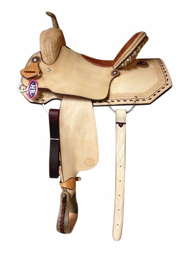 14" to 16" HR Hud Roberts Barrel Angled Skirt Buck Stitched Saddle 725