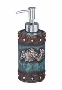 JT International Horse Head and Blue Leather Soap Pump 87-2182