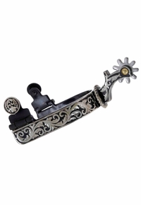 JT International Kelly Silver Star Spur with Floral Overlay 78-9714