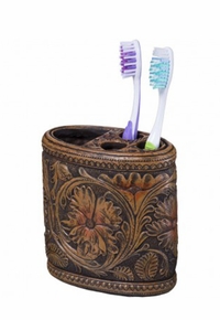 JT International Leather Print Tooth Brush Holder 87-9817
