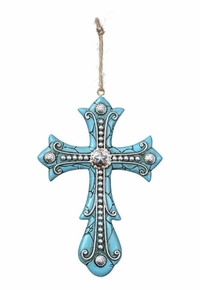 JT International Turquoise Concho Cross Ornament 91-1136
