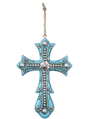 JT International Turquoise Concho Cross Ornament 91-1136