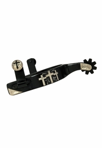 Kelly Silver Star Black Steel Boot Spurs Three Crosses ssjt 78-9702