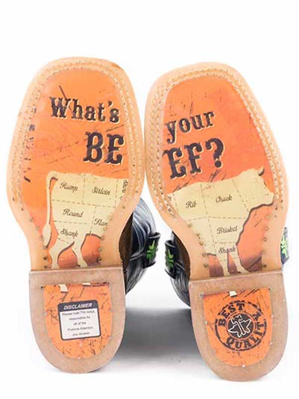 Kid's Tin Haul Barbed Wire with All Beef Sole Boots 00070713