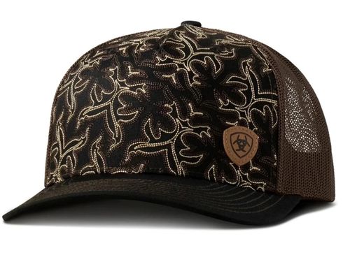 Ladies Ariat Snapback Stitched Panels Black Brown Cap A3000897107