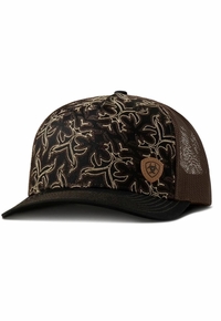 Ladies Ariat Snapback Stitched Panels Black Brown Cap A3000897107
