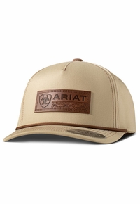 Mens Ariat Faux Leather Khaki Snapback Cap A3000903146