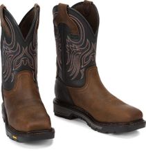 Men's Justin Commander-X5 Tanker Black Steel Toe Work Boots WK2104