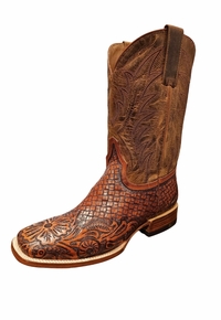 Men�s Stetson Handtooled Square Toe Boot 8861-4135