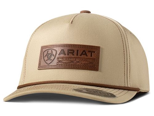 Mens Ariat Faux Leather Khaki Snapback Cap A3000903146
