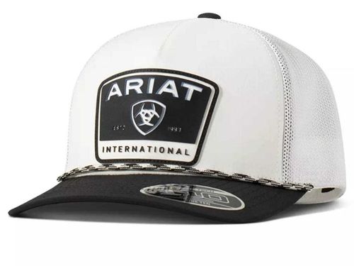 Mens Ariat Rubber Patch Snapback White Cap A300090405