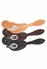 Mens Shaped Basketweave Black Boot Spur Straps King Series jt78-3575