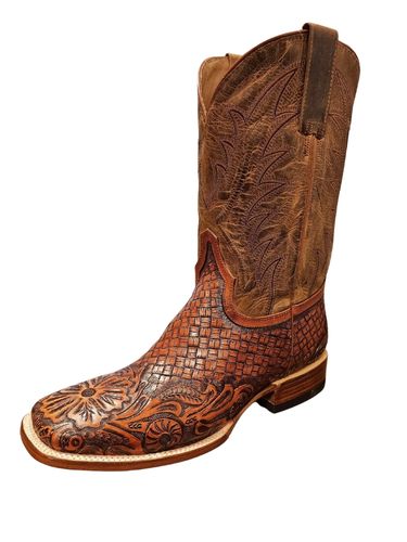 Men�s Stetson Handtooled Square Toe Boot 8861-4135