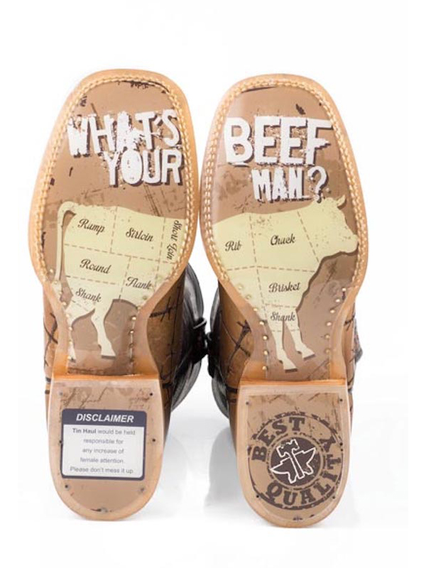 Men's Tin Haul "Don't Fence Me In" With Butcher Shop Sole Boots 00070081