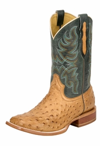 Mens Tony Lama Blaine Forest Green Ostrich Boots RN3571