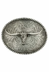 Montana Silversmiths Longhorn Classic Antiqued Attitude Belt Buckle 61028