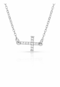Montana Silversmiths Quiet Faith, Tiny Crystal Cross Choker Necklace NC1510