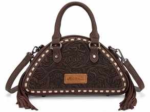 Montana West Tooled Floral Fringe Dome Satchel Bag MW1363-889