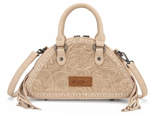 Montana West Tooled Floral Fringe Dome Satchel Bag MW1363-889