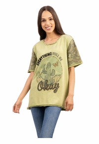 Montana West Womens EVERYTHING WILL BE OKAY Tee DL-T030GN