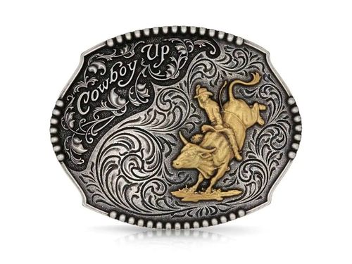 Montana Silversmiths Cowboy Up Bull Rider Buckle A1031P