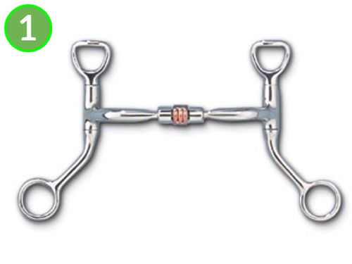 Myler Lvl 1 Comfort Sweet Iron Snaffle w/Copper Roller Bit HBT Shanks 89-20035