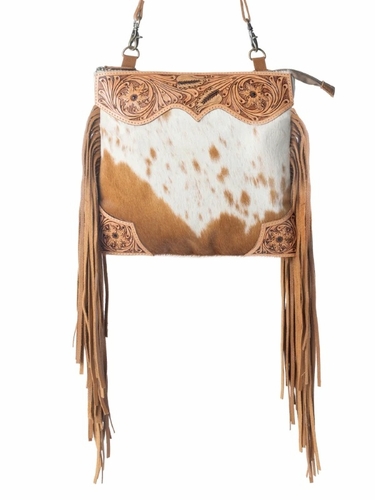Myra Tumbleweed Trail Fringed Handtooled Bag S-14561