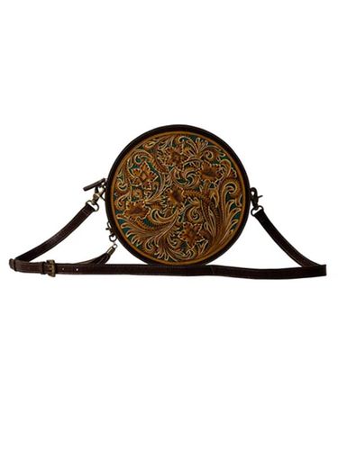 Myra Magnolia Morn Hand-Tooled Round Bag S-7510