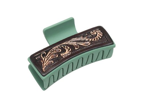 Myra Western Spirit Hair Comb Clip in Hand Tooled S-10211