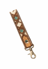 Myra Moonflower Handtooled Leather Keyfob S-14019-23