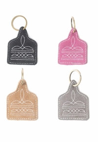 Myra Saddle Mark Embroidered Leather Key Fob S-13673