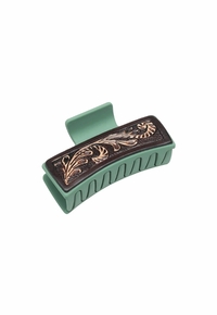 Myra Western Spirit Hair Comb Clip in Hand Tooled S-10211