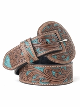 Myra Bag Western Wreath Leather Belt Bronco Sky S-13360