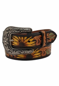 Nocona Ladies Belt Sunflower Tooled Black N320002301