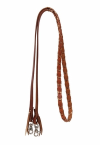 Rafter T Barrel Rein 5/8" Harness Leather w Color Plait RN220