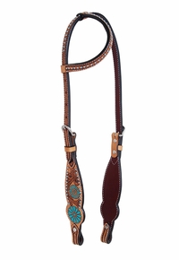 Rafter T Zuni One Ear Headstall w Turquoise Sun Spots SE3774