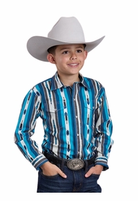 Roper Boys Blue Stripe Shirt 0485-0201