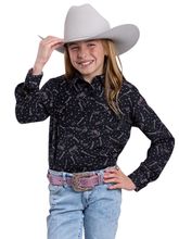 Girls Roper Constellation Print Western Blouse 0590-2054