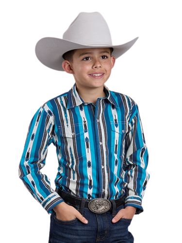 Roper Boys Blue Stripe Shirt 0485-0201